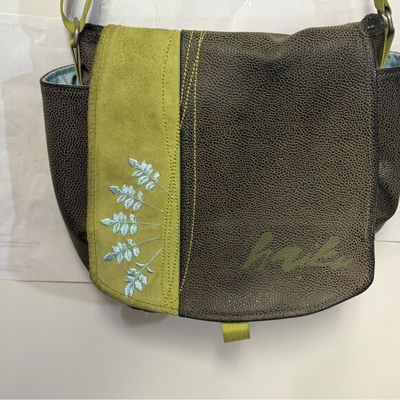 Stylish Green and Brown Women's Bag by haiku lots of storage good condition - Picture 2 of 8
